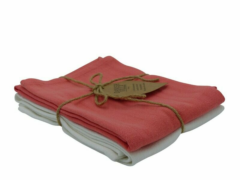 Fischgräten-Geschirrtuch, Koralle/ offwhite, 2 Stk. Fischgräten-Geschirrtuch, Koralle/ offwhite, 2 Stk.