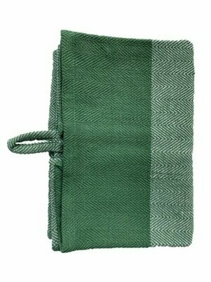 Herringbone kitchen towel green w. solid 2pce