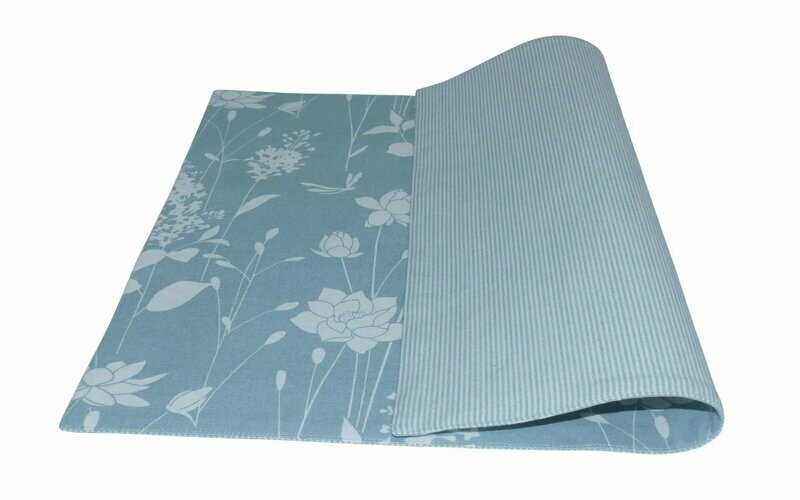 Table mat flower field/ blue mini stripes 2in1