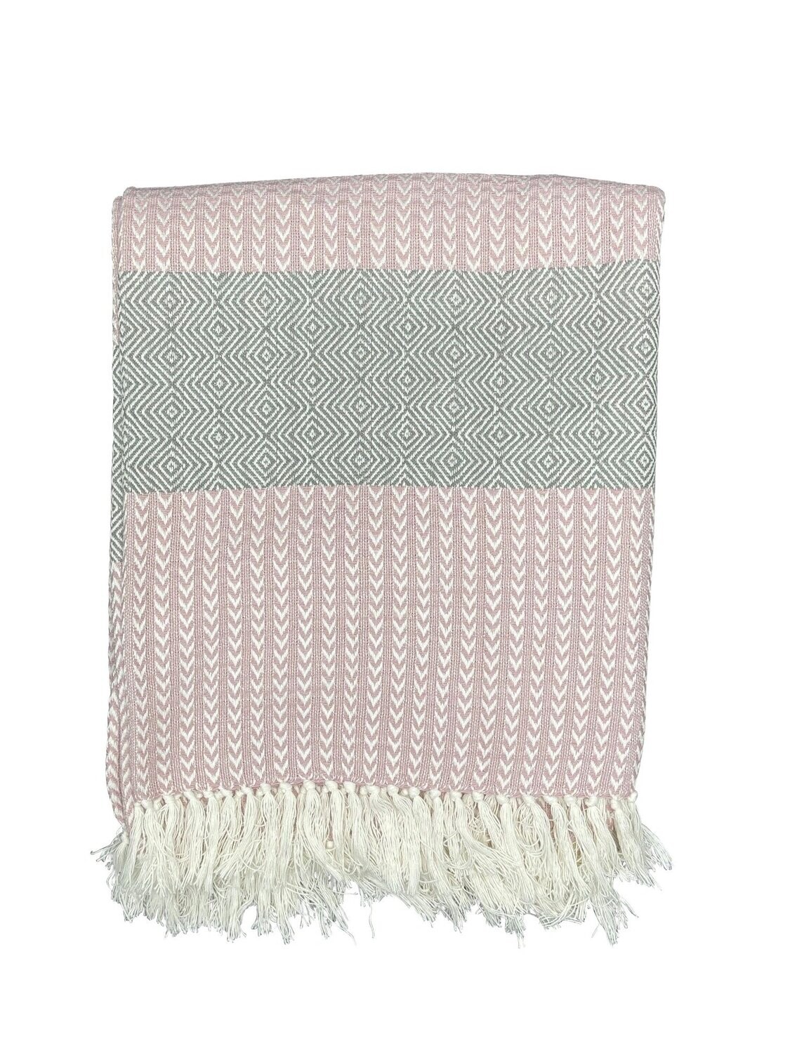 Danishville Decke Fischgräten rosa/grau