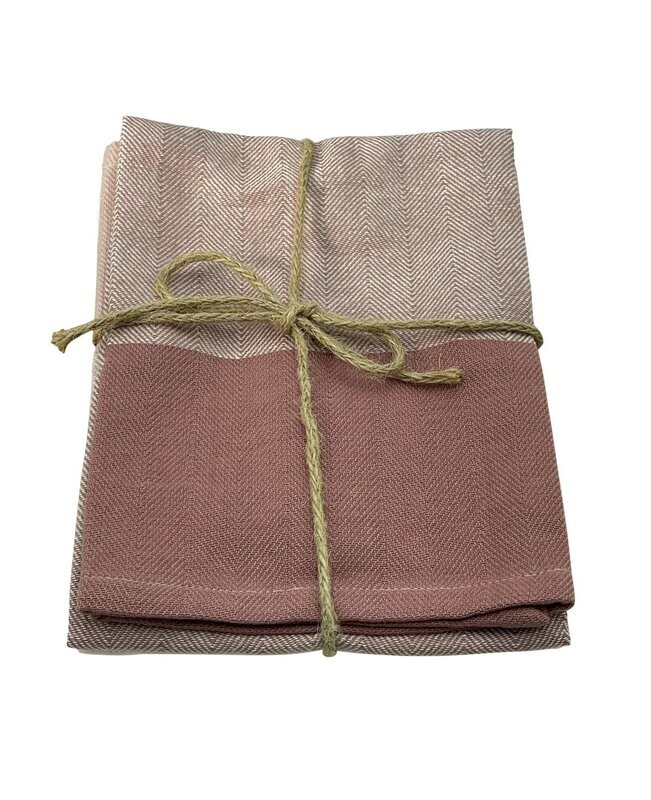 2 pce Herringbone kitchen towel  orange / nougat