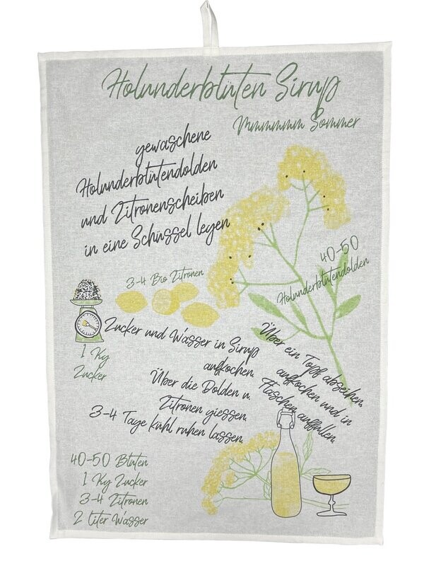Geschirrtuch Holunderblüten Sirup Geschirrtuch Holunderblüten Sirup