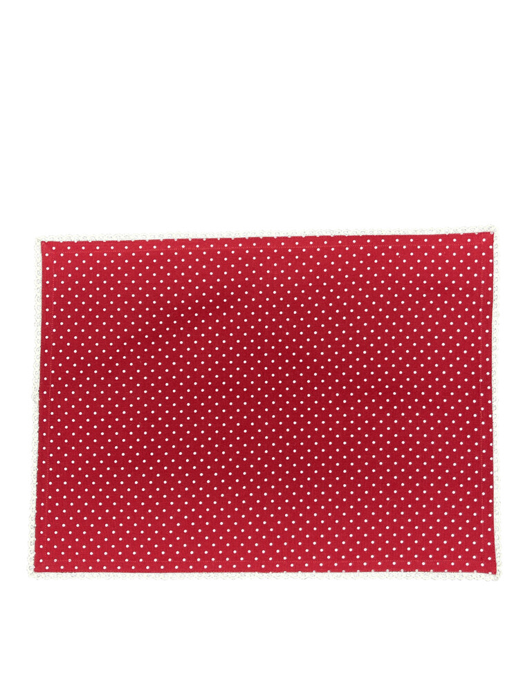 Danishville Tischset rot m. Tupfen u. Spitze, 35x47 cm