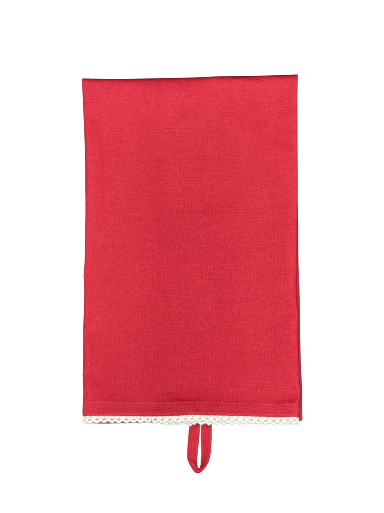Danishville Geschirrtuch rot u. Spitze, 45x65 cm