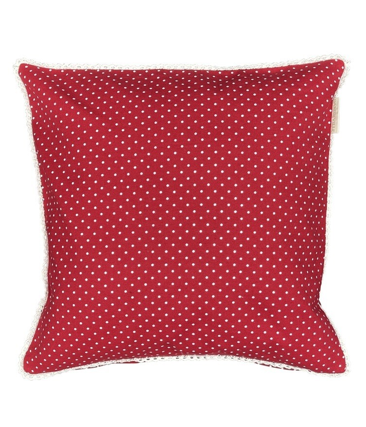 Danishville Kissenhülle rot m. Tupfen u. Spitze, 40x40 cm
