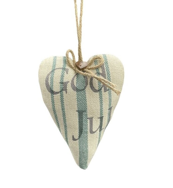 Danishville  heart GOD JUL Jute green stripes (available September '22)