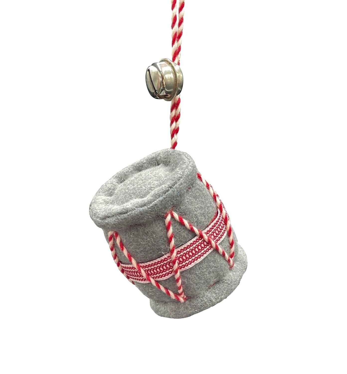 Trommel-Anhänger Filz grau, 7x5,5cm