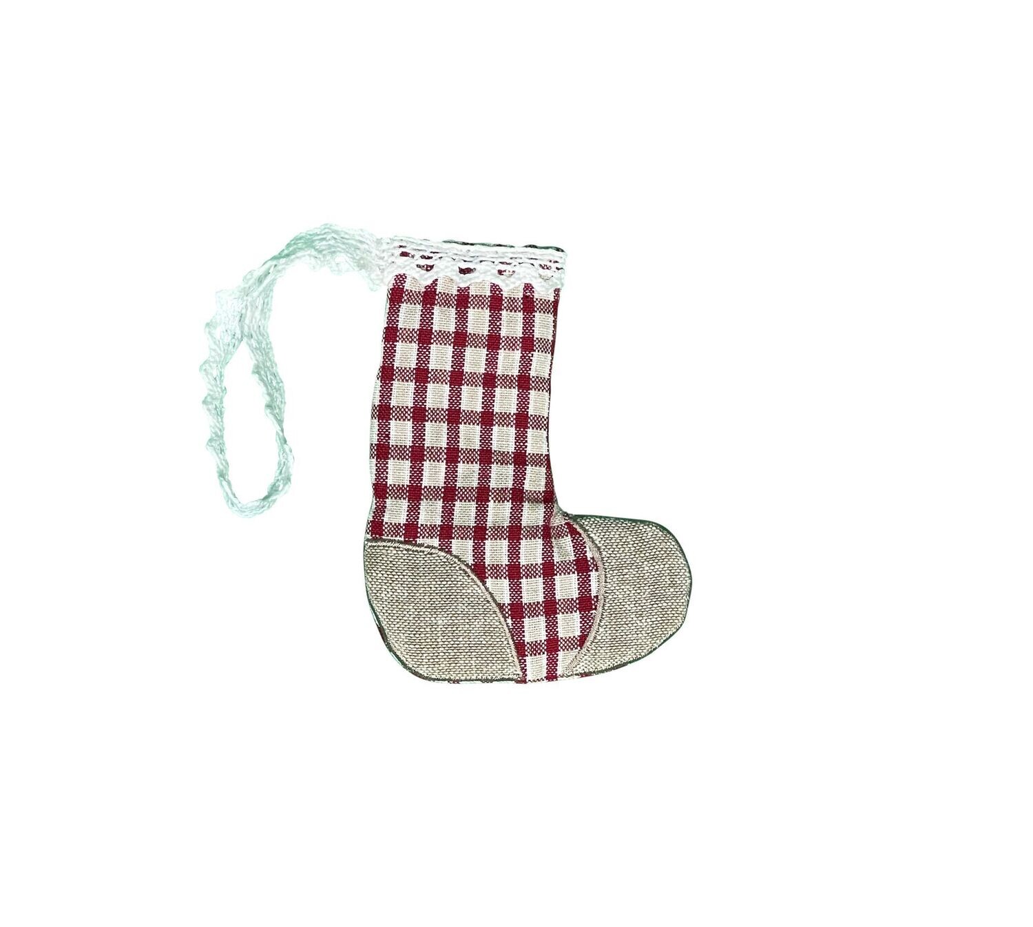 Mini Socke rot kariert m. Spitze