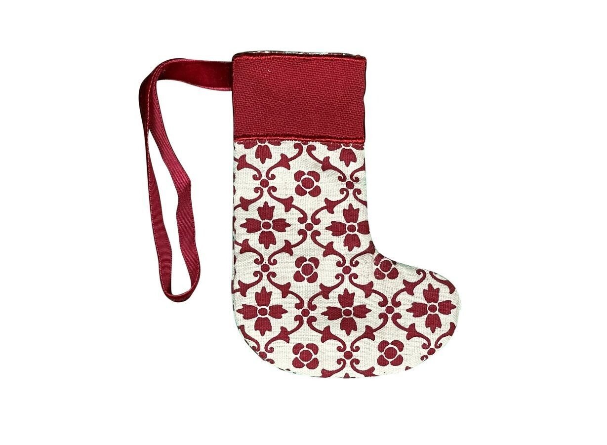 Mini Socke rot Druck m. Band
