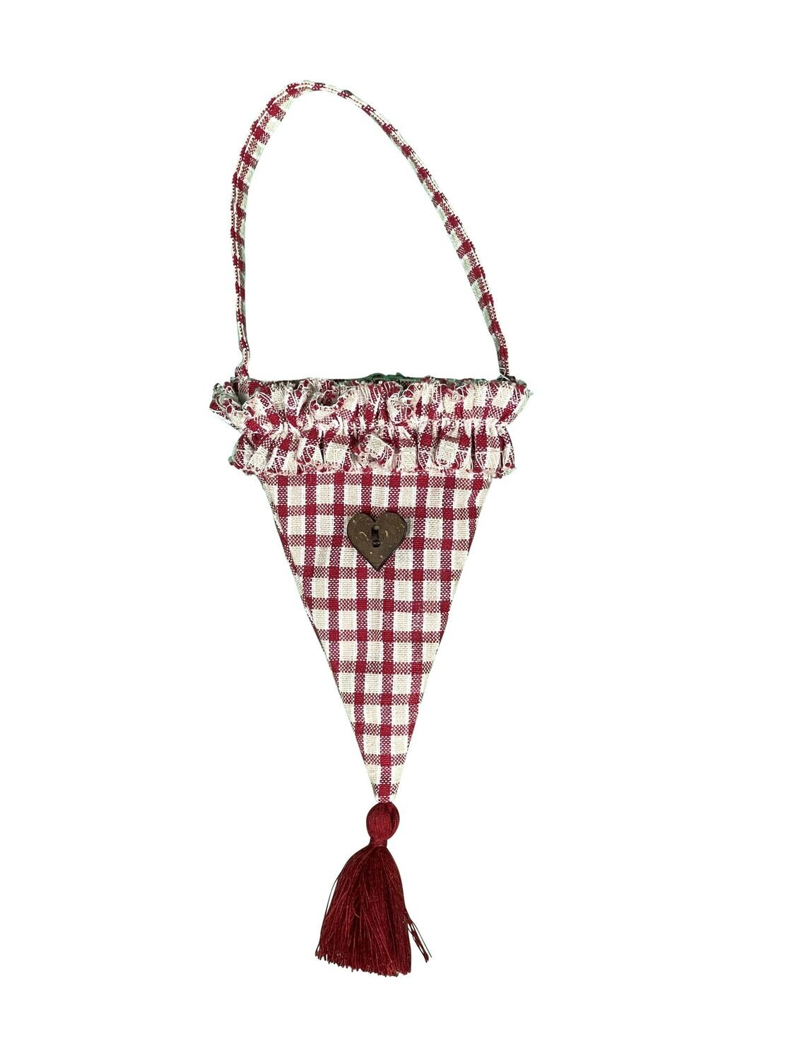 Spitz Tüte rot kariert m. Holzherz