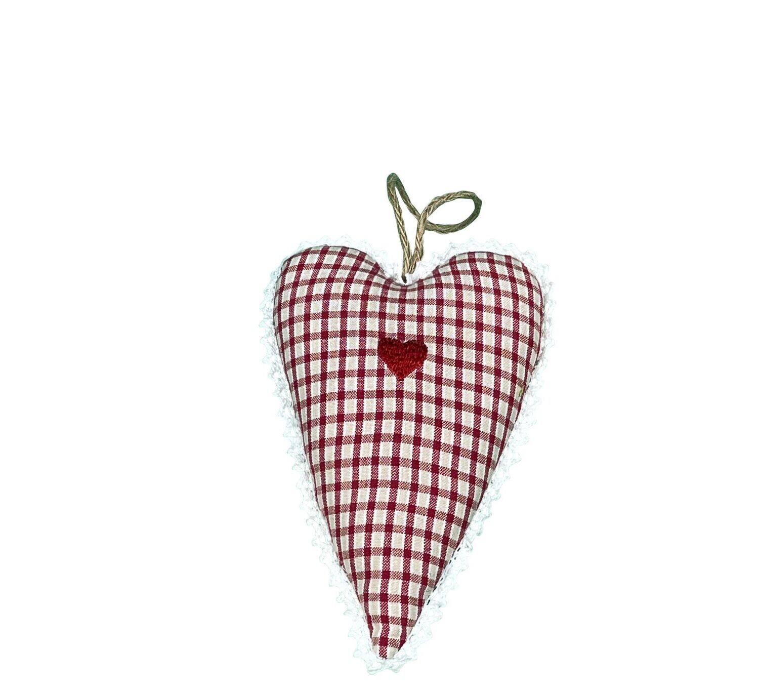 Danishville Herz Simone rot kariert, 20 cm