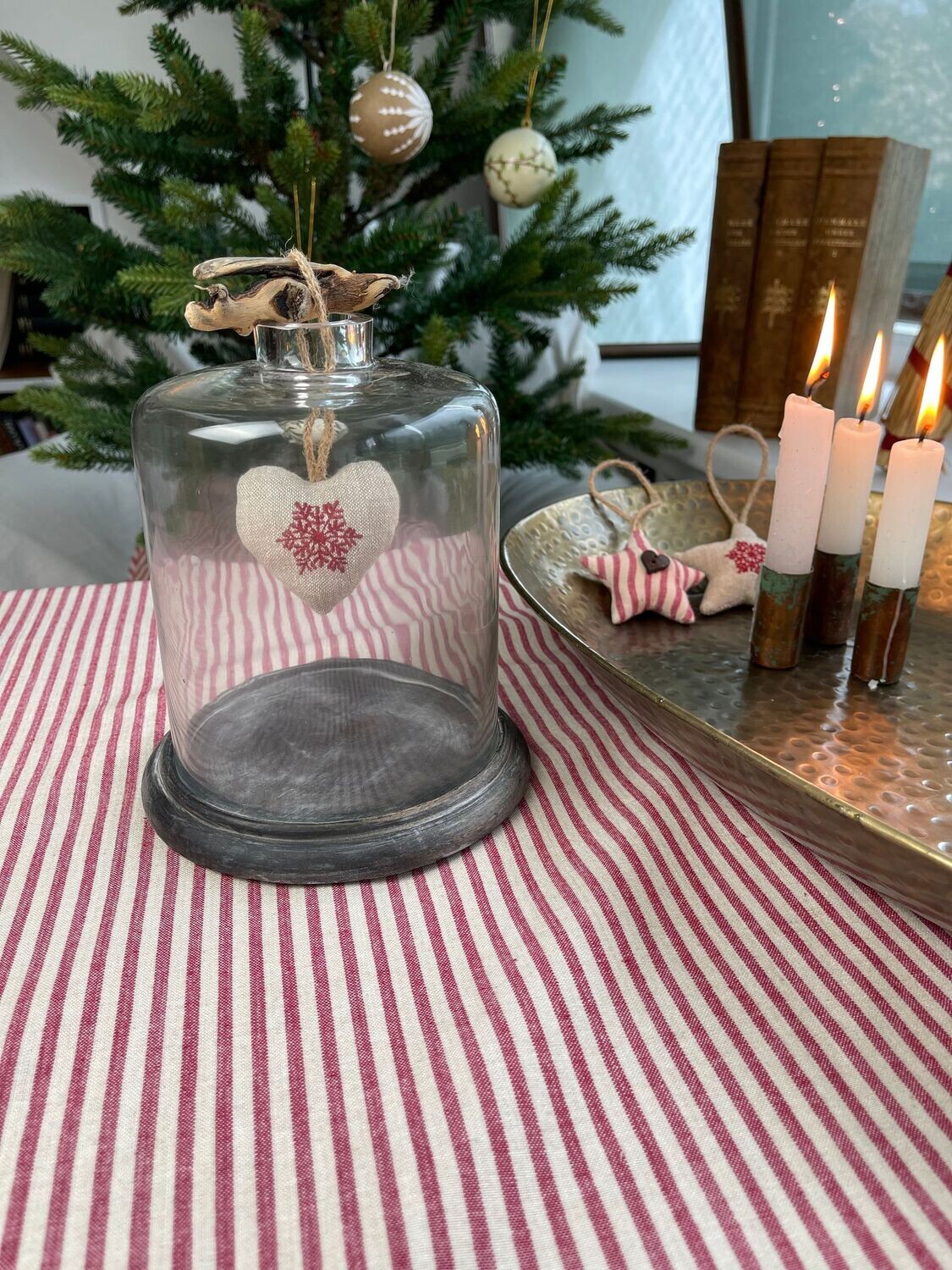 Glassglocke klein mit Loch und holz Boden