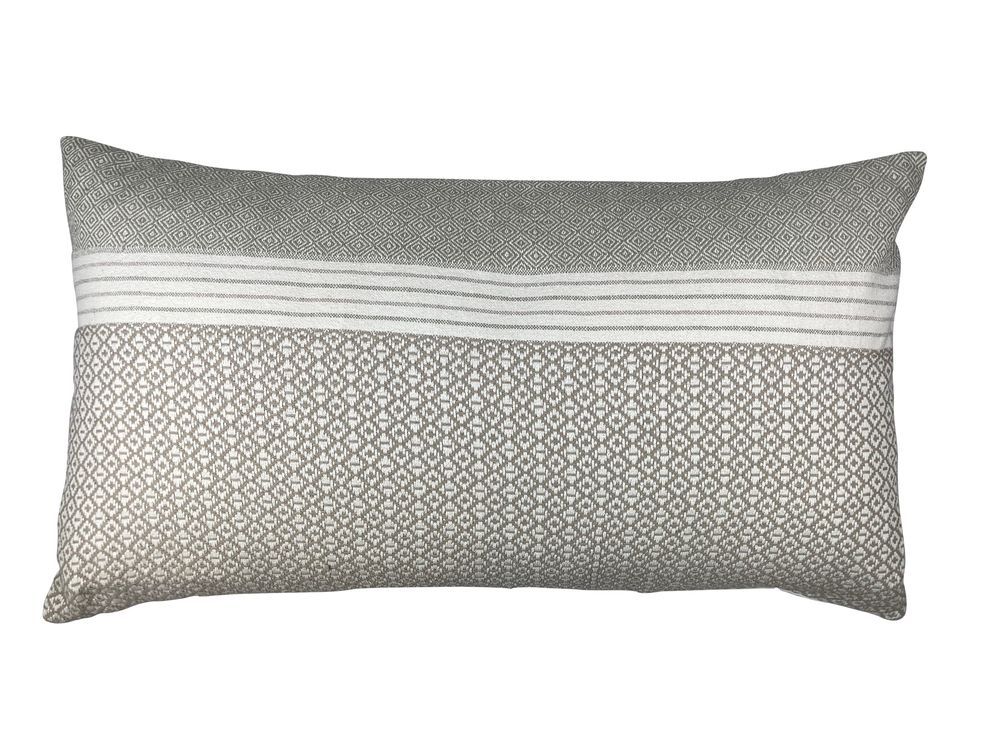 XL Kissen mit Füllung kräftige Webung in olive - natur Blend