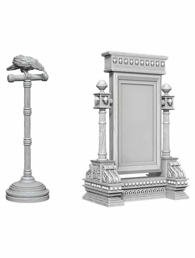 Wizkids Deep Cuts Unpainted Miniatures Mirror & Bird On Stand (Wave 5)