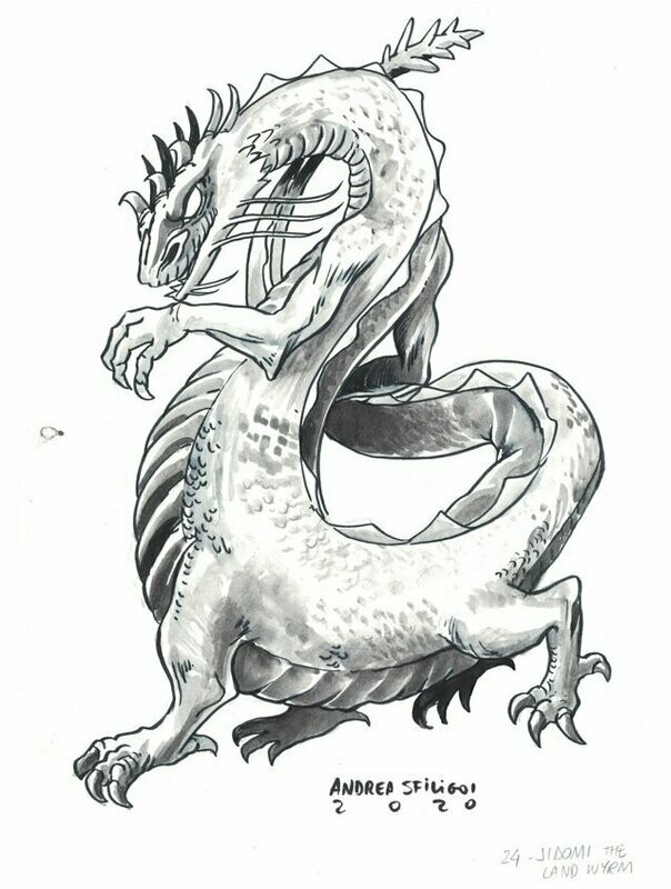 Four Against Darkness Here Be Dragons Andrea Sfiligoi Original Artwork Sidomi The Land Wyrm