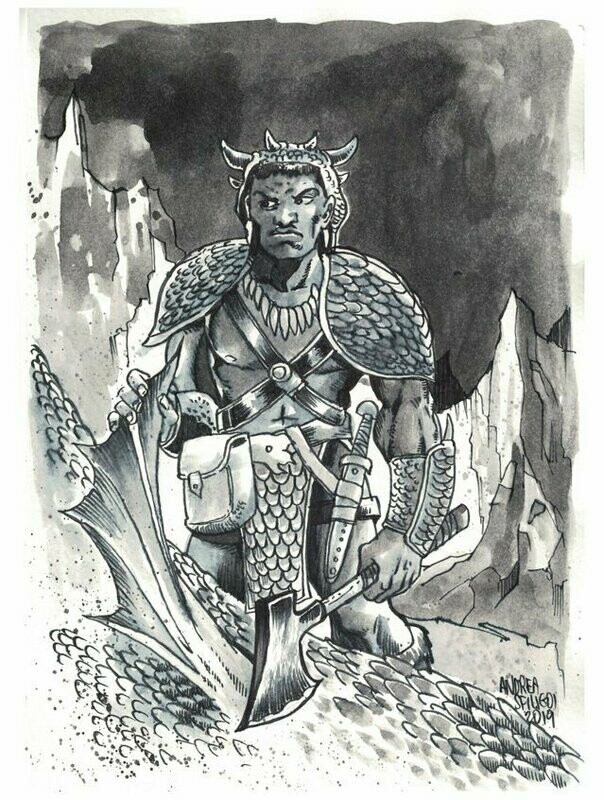 Four Against Darkness Here Be Dragons Andrea Sfiligoi Original Artwork