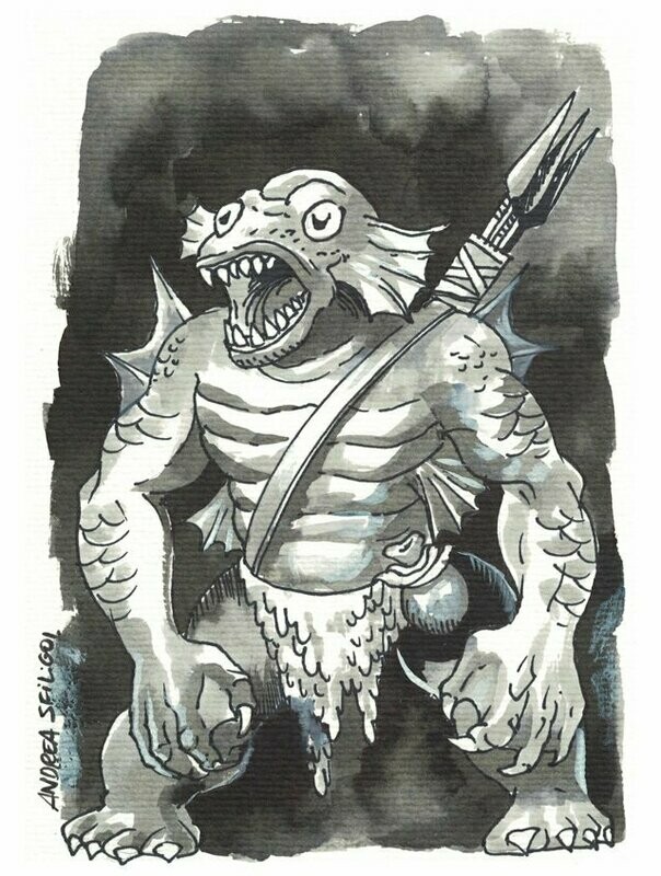 Four Against Darkness Warlike Woes / Monster Manual Andrea Sfiligoi Original Artwork