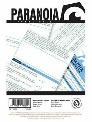 Paranoia RPG Forms Pack
