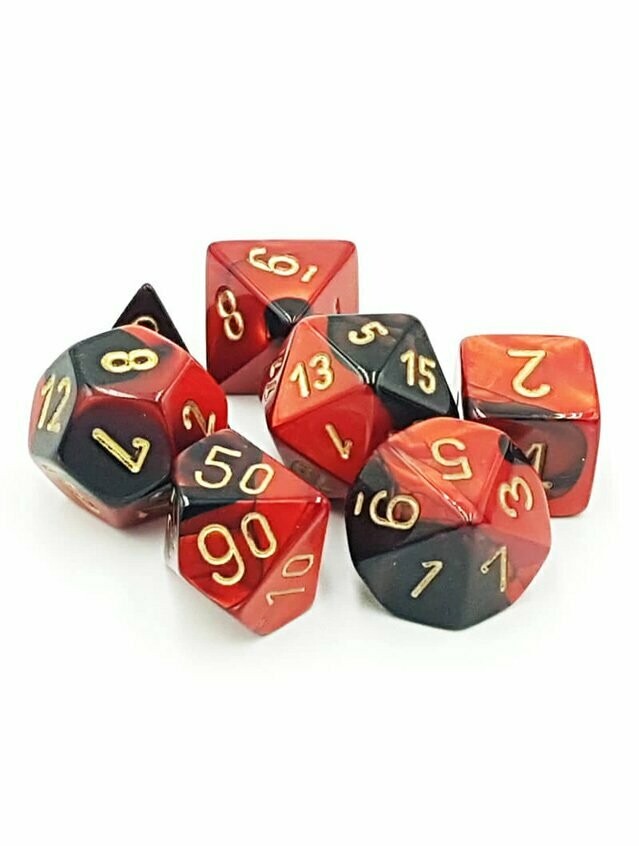 Gemini Black-Red / Gold Poly 7 Set Of Dice