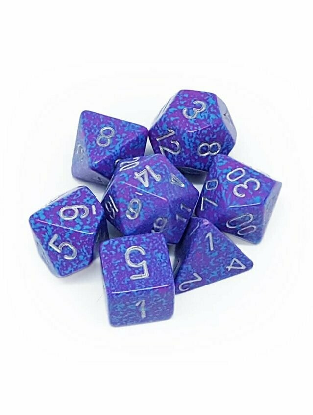 Speckled Silver Tetra Poly 7 Set Of Dice