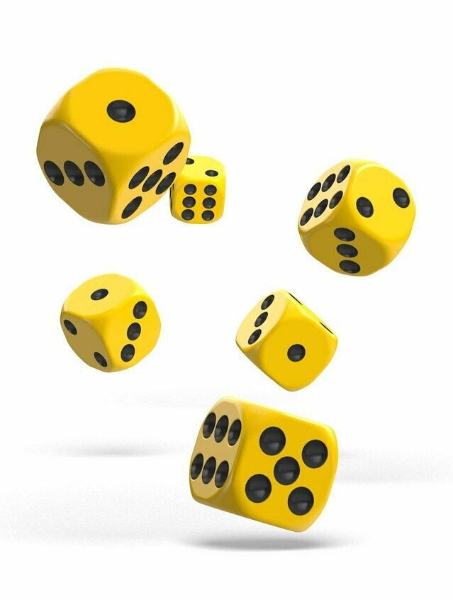Oakie Doakie Yellow Dice Set D6 16 mm Solid (12)