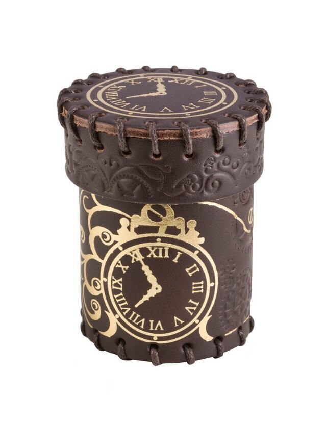 Steampunk Brown & Golden Leather Dice Cup