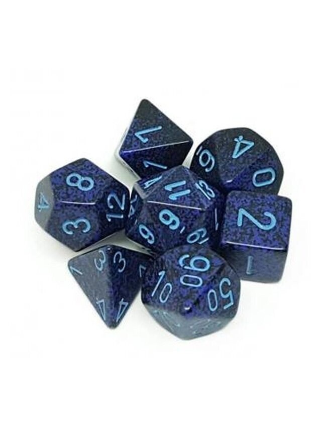 Speckled Cobalt Poly 7 Set Of Dice