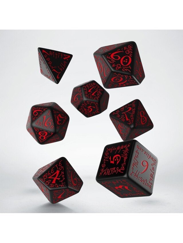 Elvish Black & Red Dice Set
