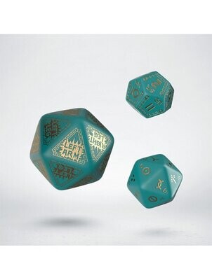 Runequest Roleplaying In Glorantha Turquoise & Gold Expansion Dice Set
