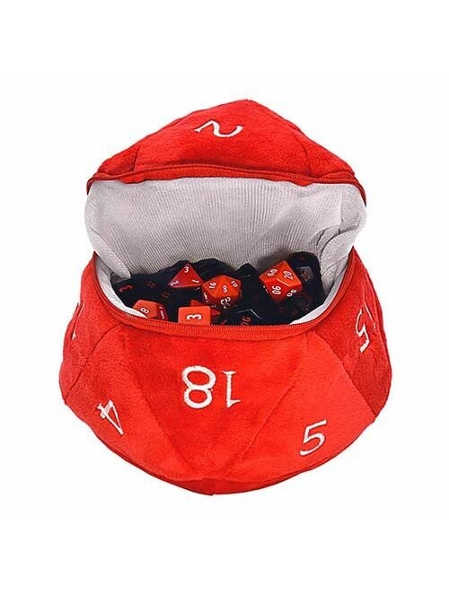 Dungeons & Dragons Red And White D20 Plush Dice Bag