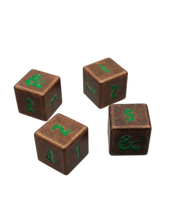 Dungeons & Dragons Heavy Metal Copper And Green D6 4 Dice Set