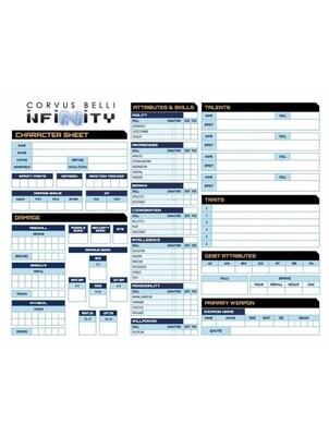 Infinity The Roleplaying Game Character Sheet Pad