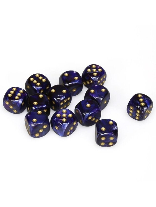Scarab Royal Blue / Gold 16mm d6 Dice Block Set Of 12