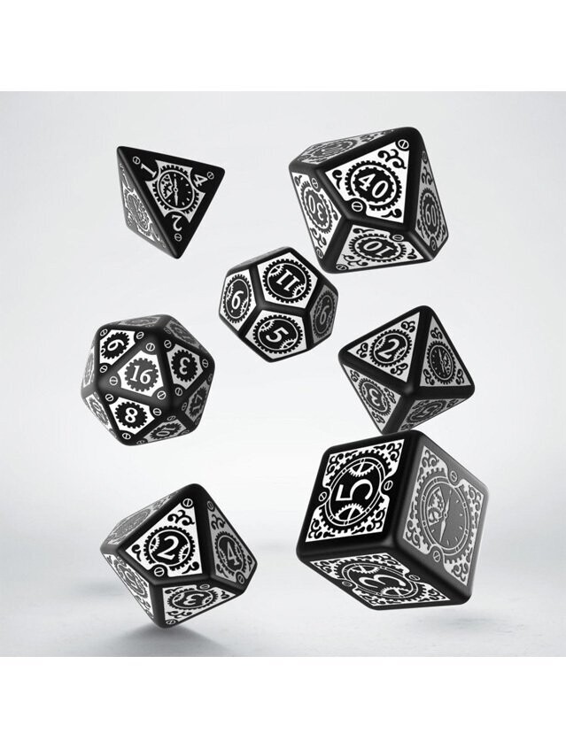 Steampunk Clockwork Black & White Dice Set