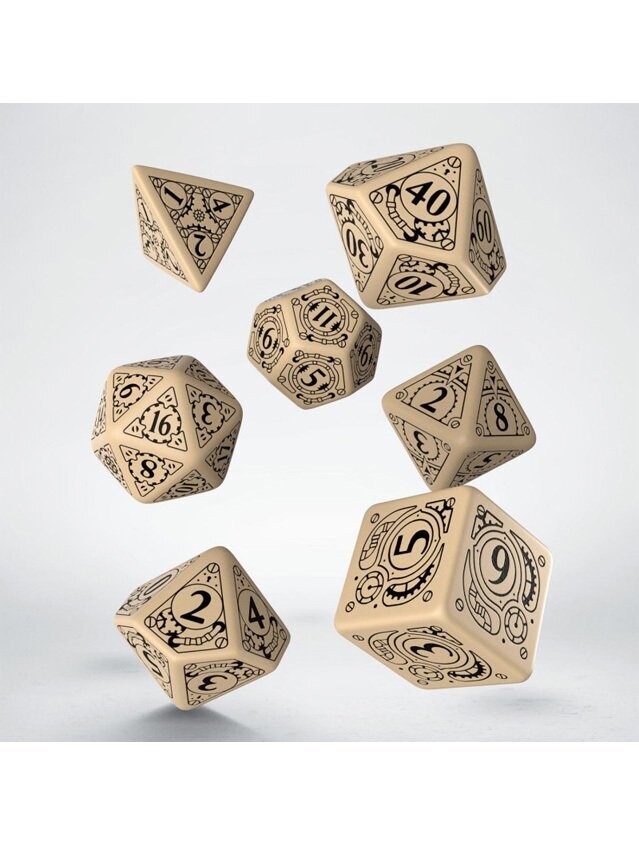 Steampunk Beige & Black Dice Set