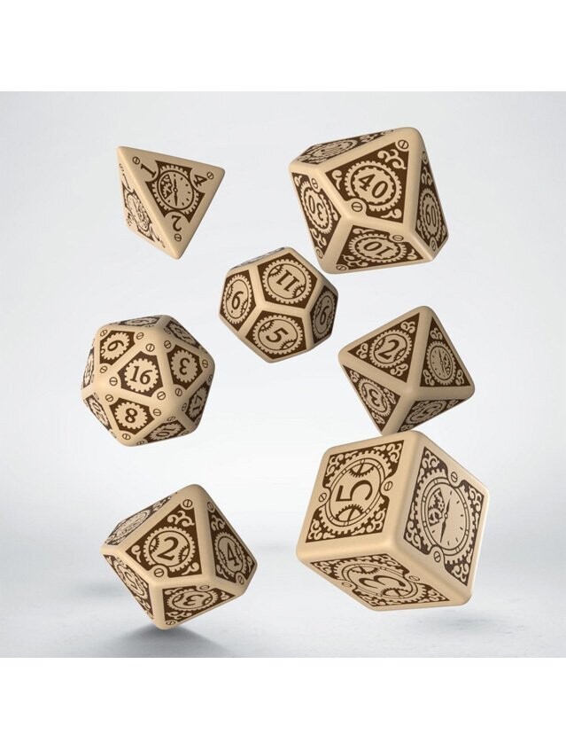 Steampunk Clockwork Beige & Brown Dice Set