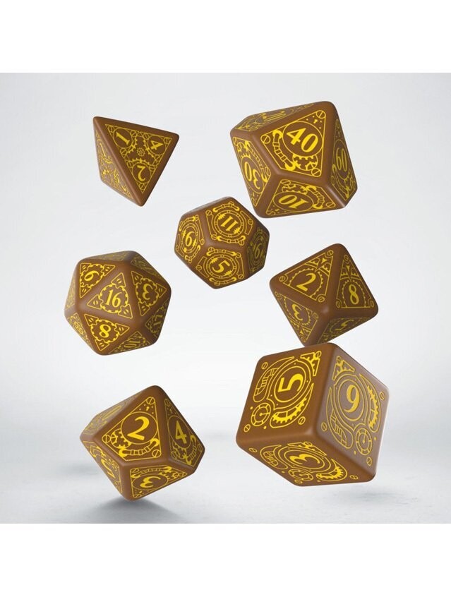 Steampunk Brown & Yellow Dice Set