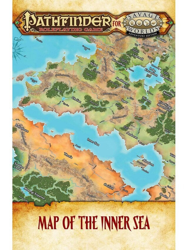 Savage Worlds Pathfinder Map Of The Inner Sea