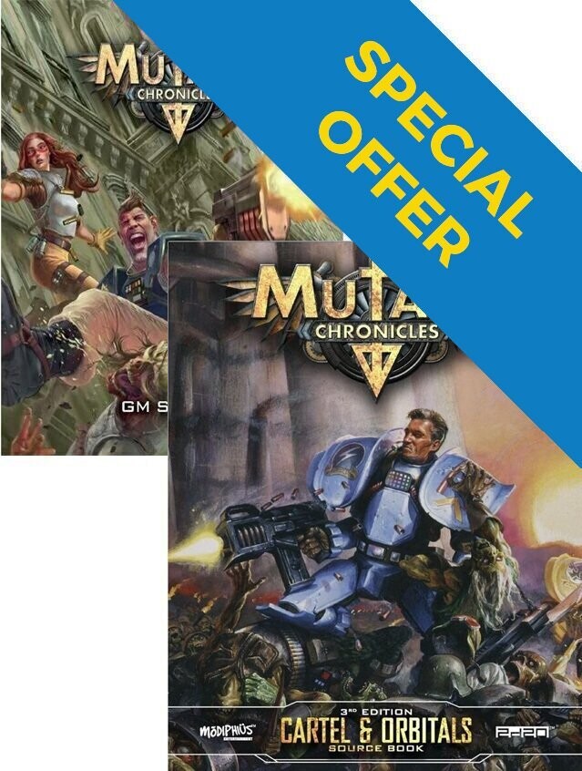 Mutant Chronicles Roleplaying Game Cartel And Orbitals Source Book & GM Screen Bundle