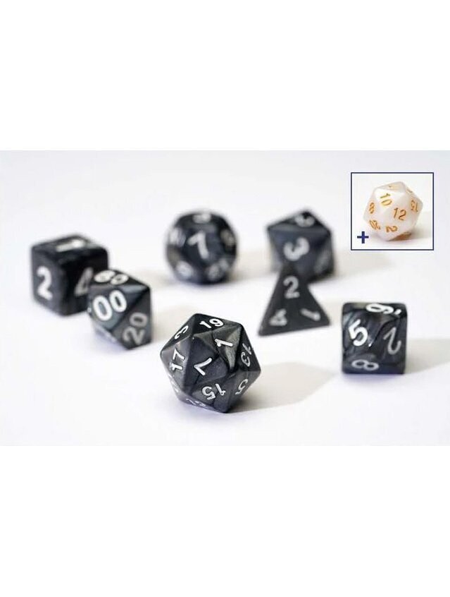 Pearl Charcoal Grey Polyhedral Dice Set