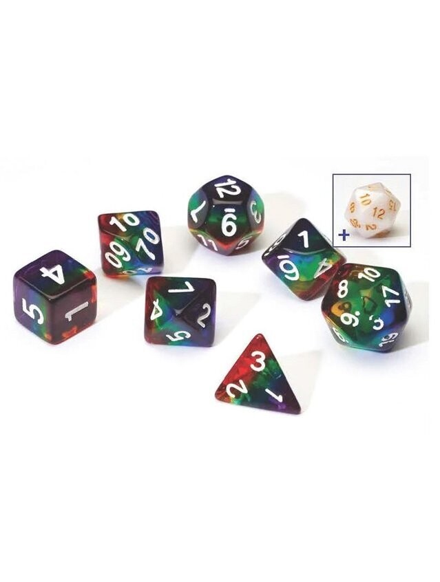 Rainbow Translucent Polyhedral Dice Set