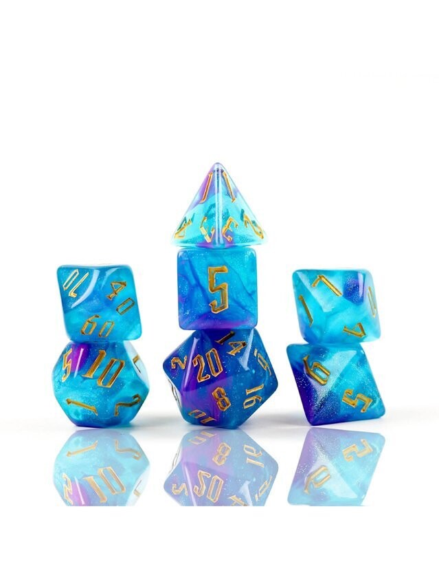 Nebula Cerulean Polyhedral Dice Set