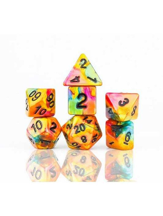 Rainbow Gold Polyhedral Dice Set