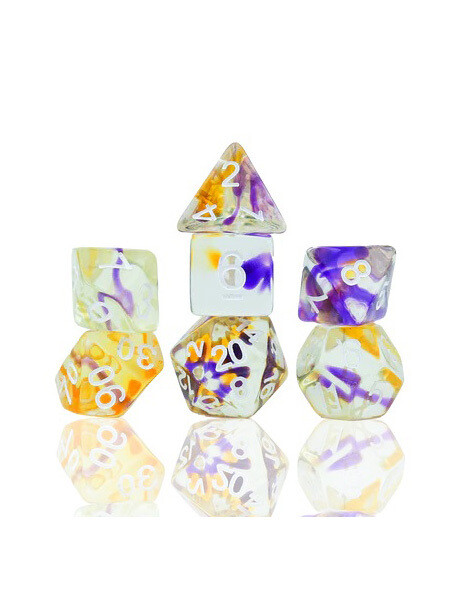 Violet Swirl Polyhedral Dice Set