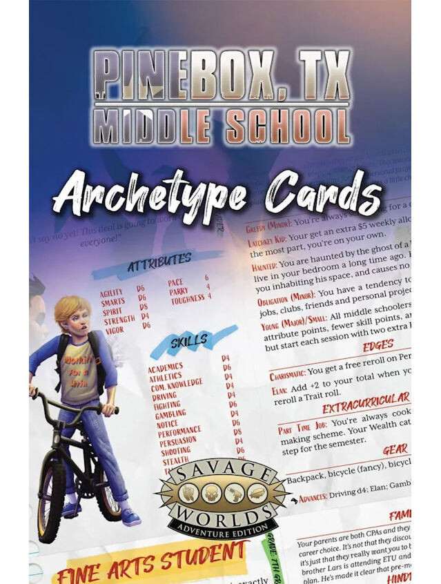 Savage Worlds Pinebox TX Middle School Archetype Cards