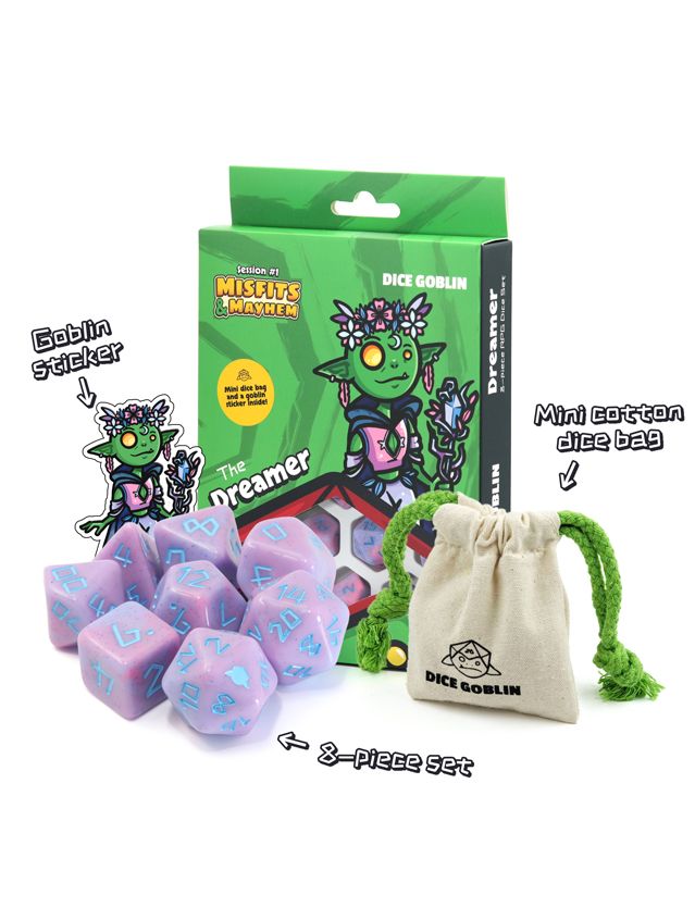Dice Goblin Session #1 8-Piece RPG Dice Det The Dreamer