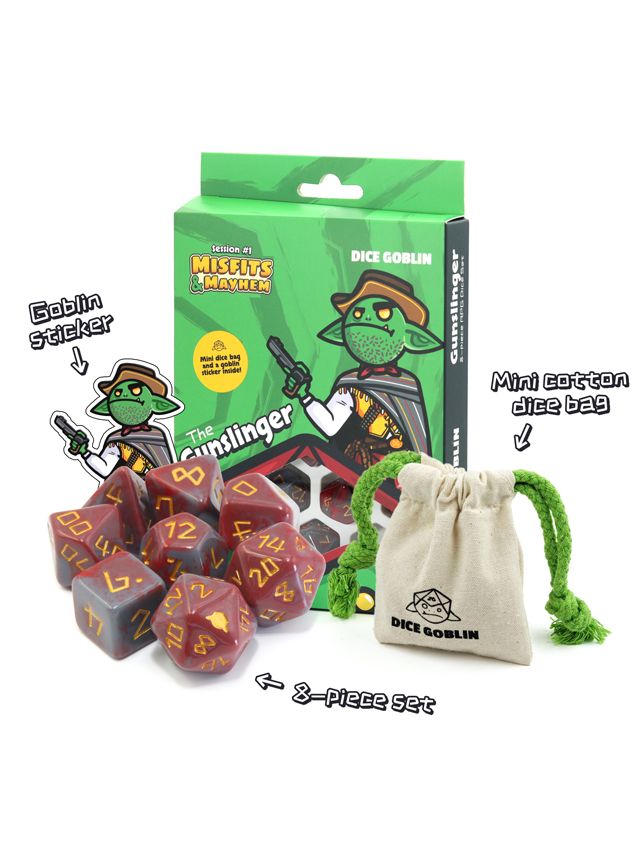 Dice Goblin Session #1 8-Piece RPG Dice Det The Gunslinger