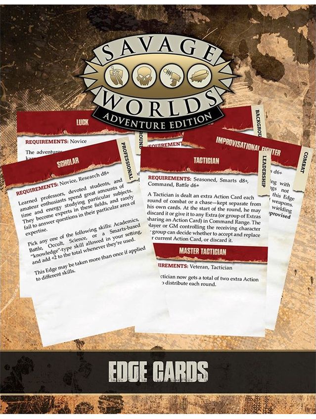 Savage Worlds Adventure Edition Edge Cards