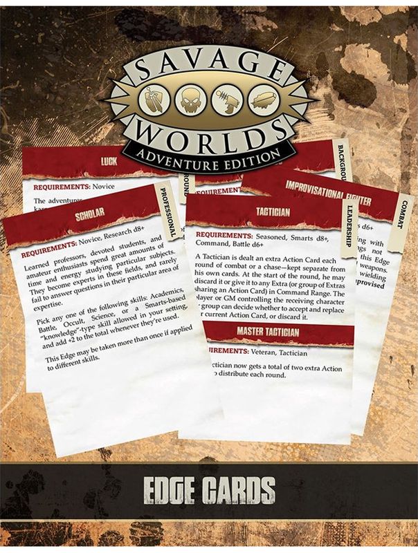 Savage Worlds Adventure Edition Edge Cards