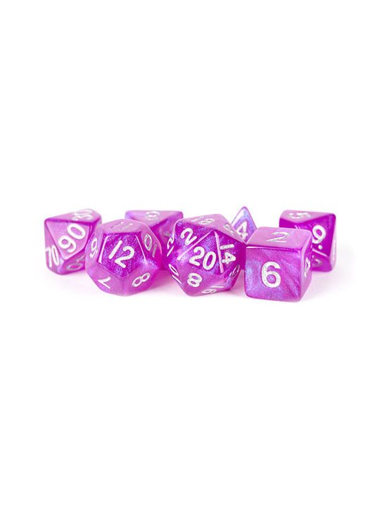 16mm Acrylic Polyhedral Dice Set Stardust Purple